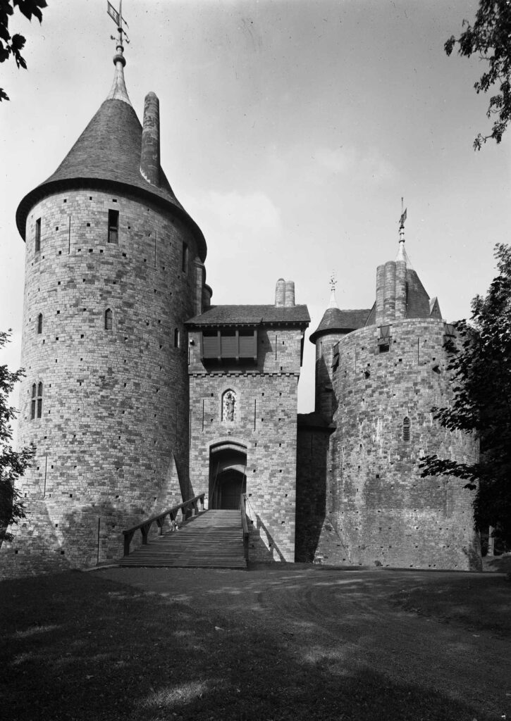 The entrance to Castell Coch photographed in 1952