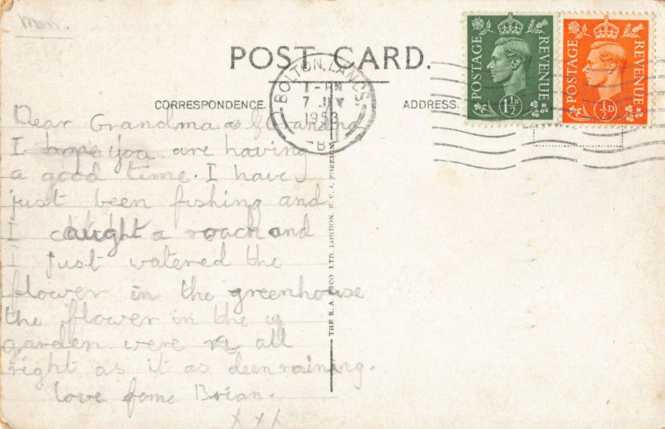 Back of an old postcard