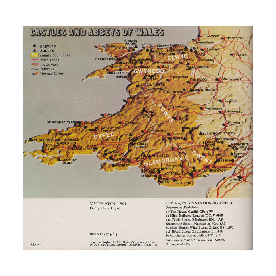 Back of the book, "Castles and Abbeys of Wales"