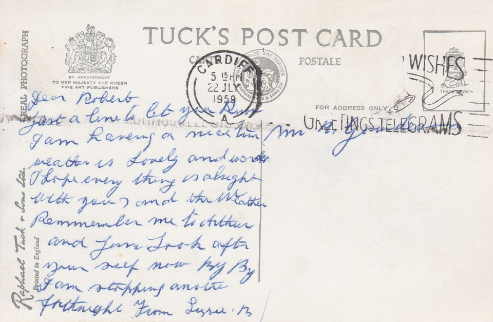 Back of old postcard
