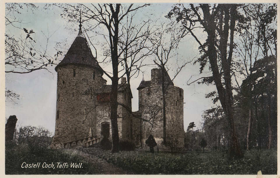 Colourised photo of Castell Coch