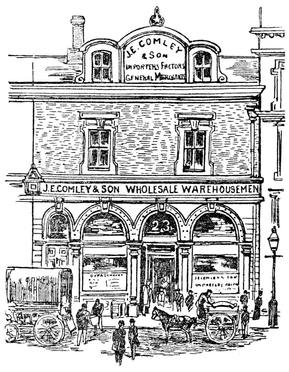 Illustration of J E Comley & Son from an old newspaper