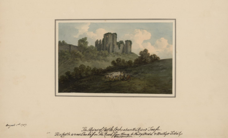 Watercolour painting of Castell Coch by John Warwick Smith