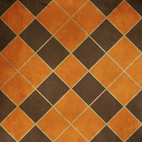 The pattern of a tiled floor made up from small squares