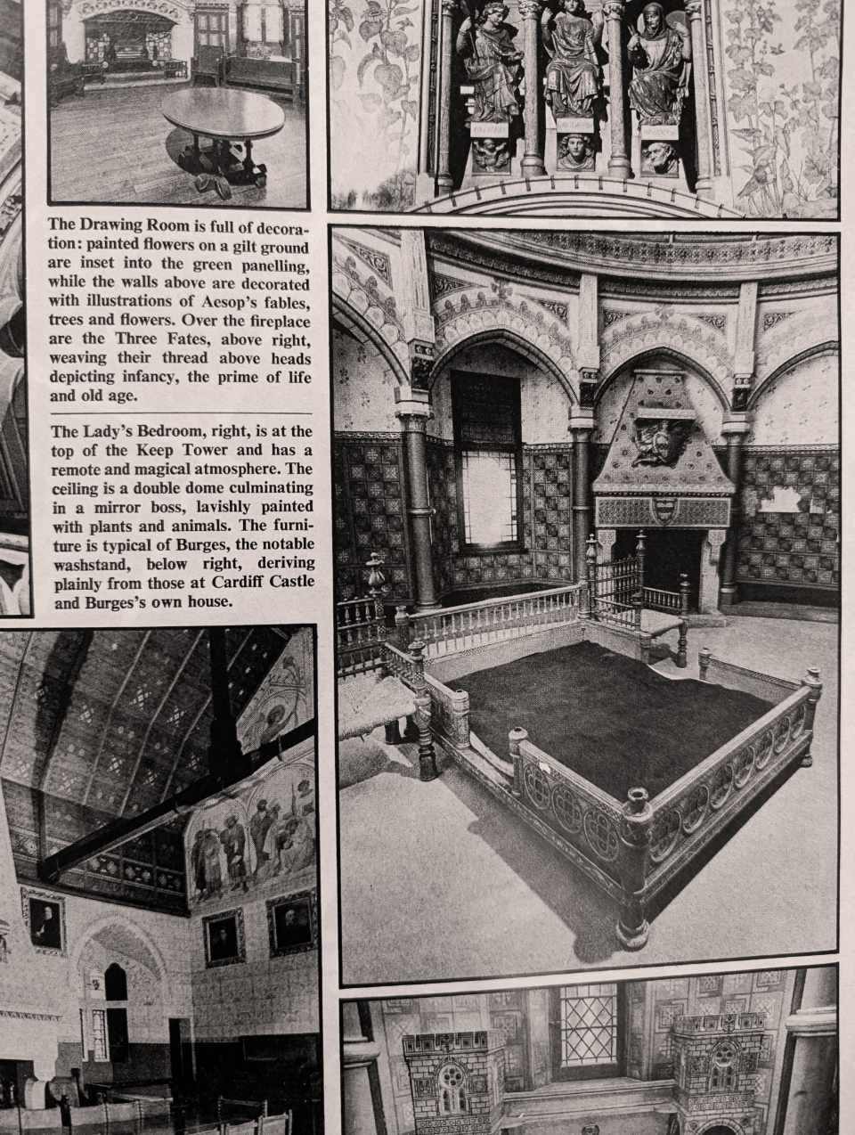 Magazine article featuring photos of rooms in Castell Coch.
